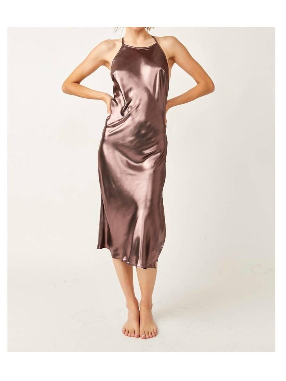 NEW FREE PEOPLE sunset shimmer midi dress in morganite